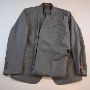NEW Tallia 44R 36x36 Gray Striped 100% Wool Mens Jacket Pants Suit